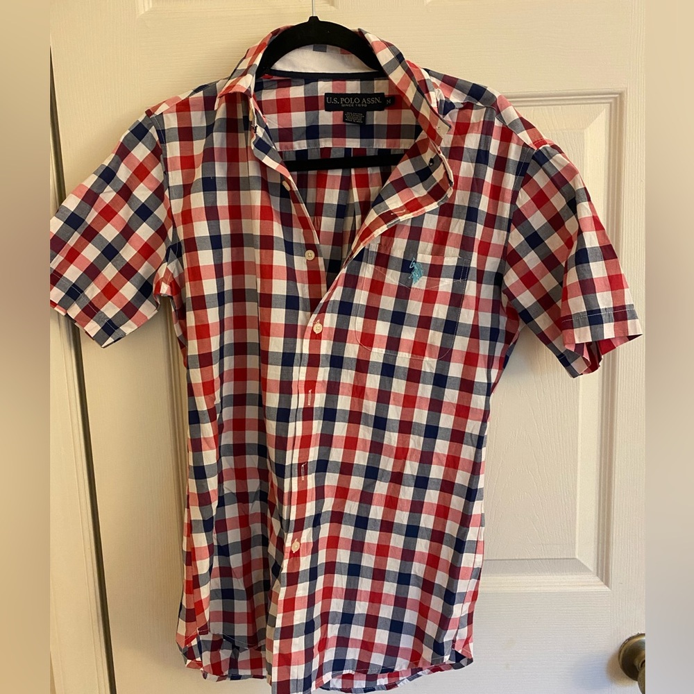 US. Polo Assn. button down. Size- M. Plaid. Perfect condition